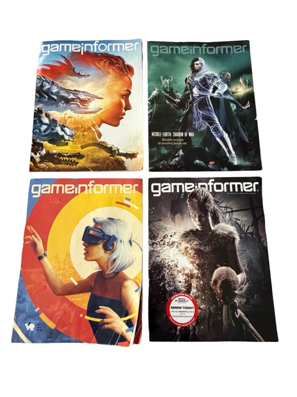 Lot of 4 Game Informer Magazines Horizon Zero Dawn Shadow of War VR Hellblade 20